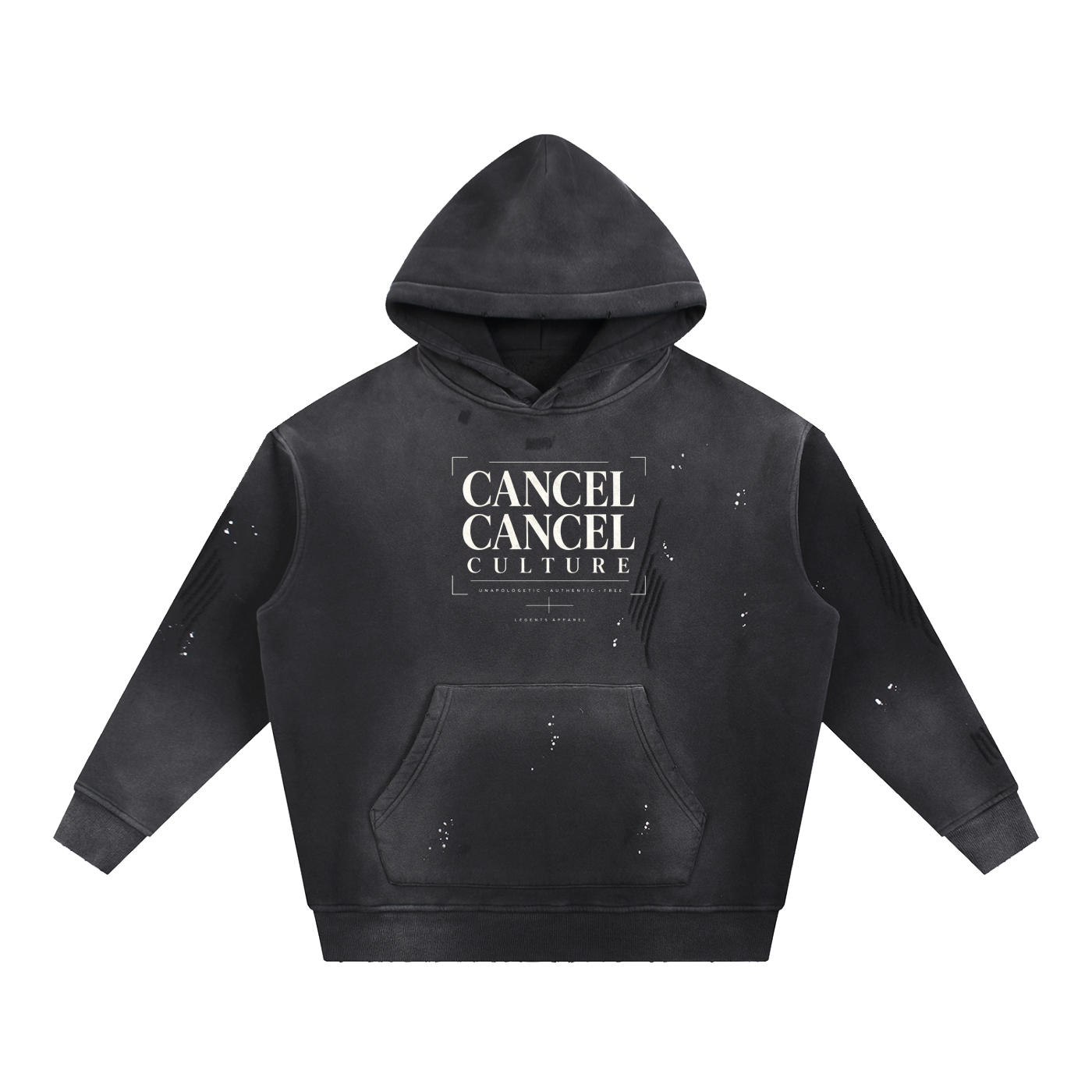 Vintage Washed Frayed Fleece Hoodie