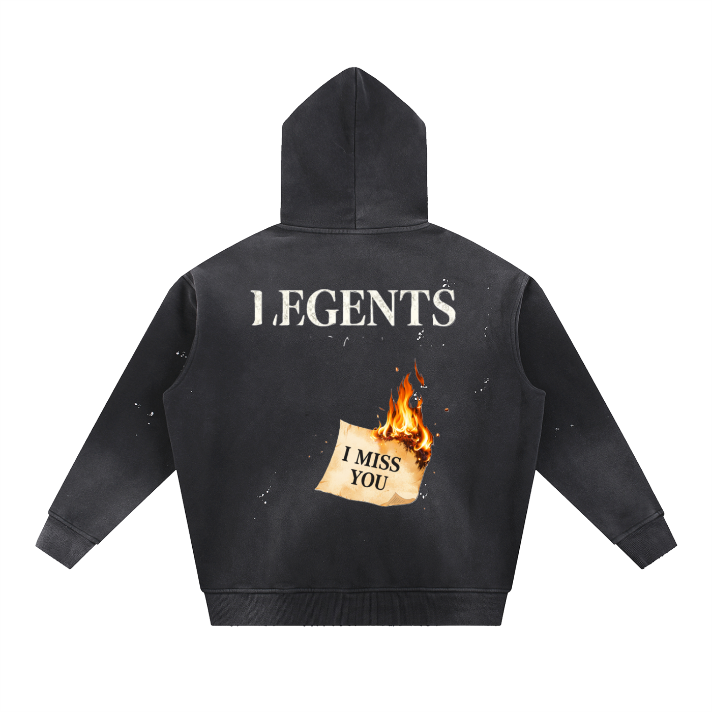 Vintage Washed Frayed Fleece Hoodie